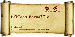 Módos Borbála névjegykártya